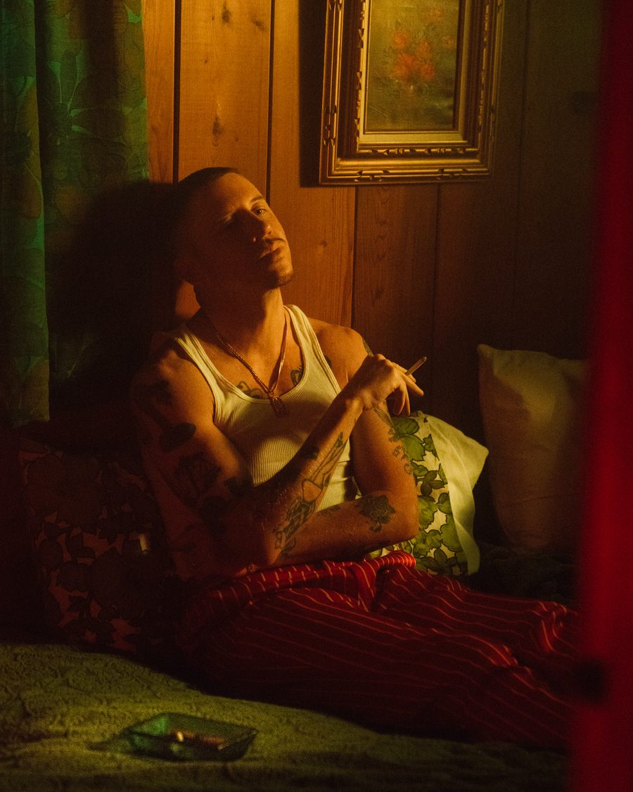 Warm-lit bedroom scene from the Faithful shoot